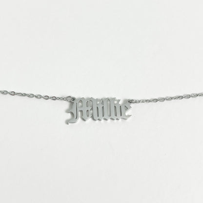 SILVER PERSONALISED OLD ENGLISH NAME NECKLACE