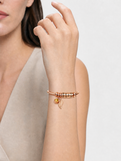 Personalised Name Beads Custom Bracelet With Leaf Birthstone - ROSOKI