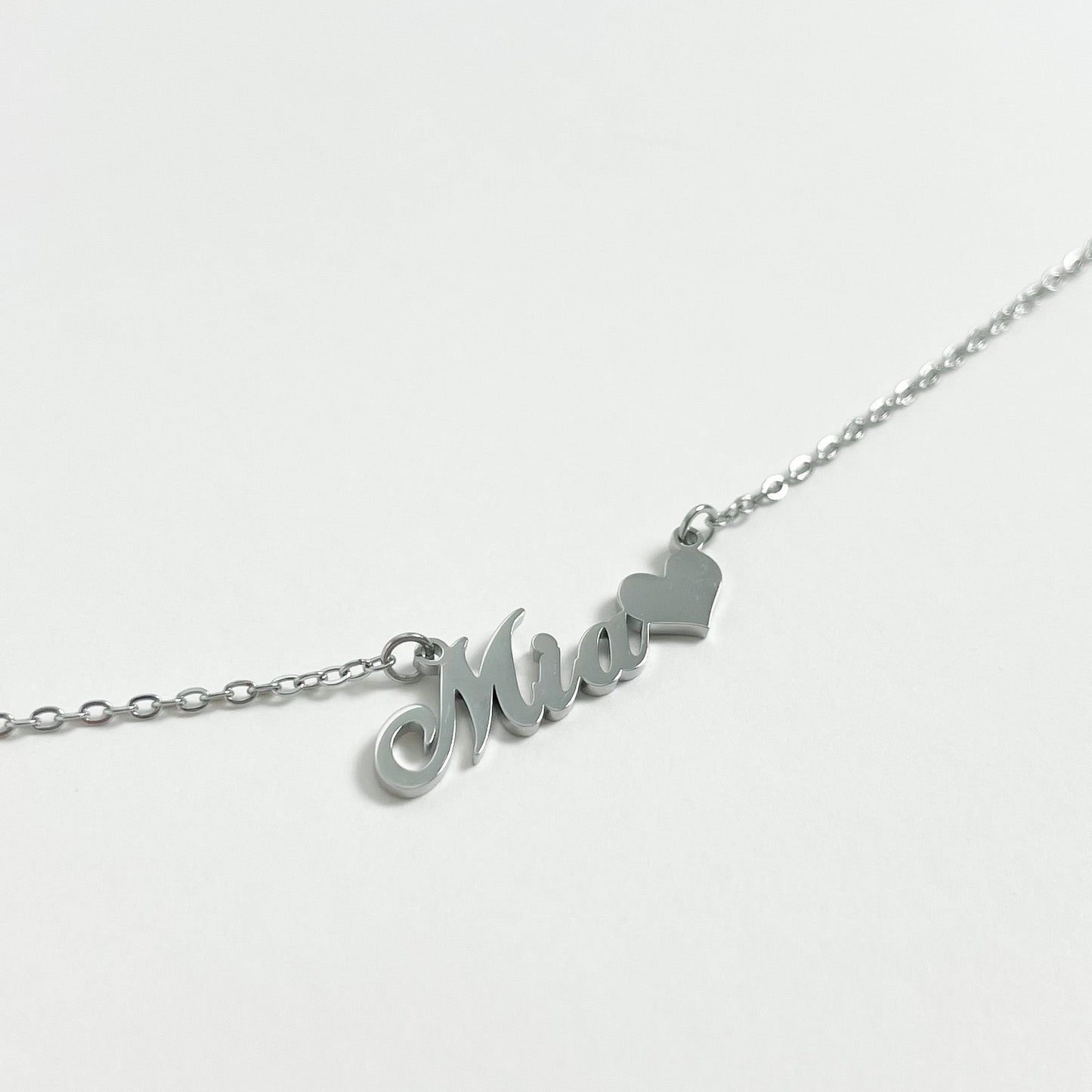 SILVER PERSONALISED CLASSIC HEART NAME NECKLACE