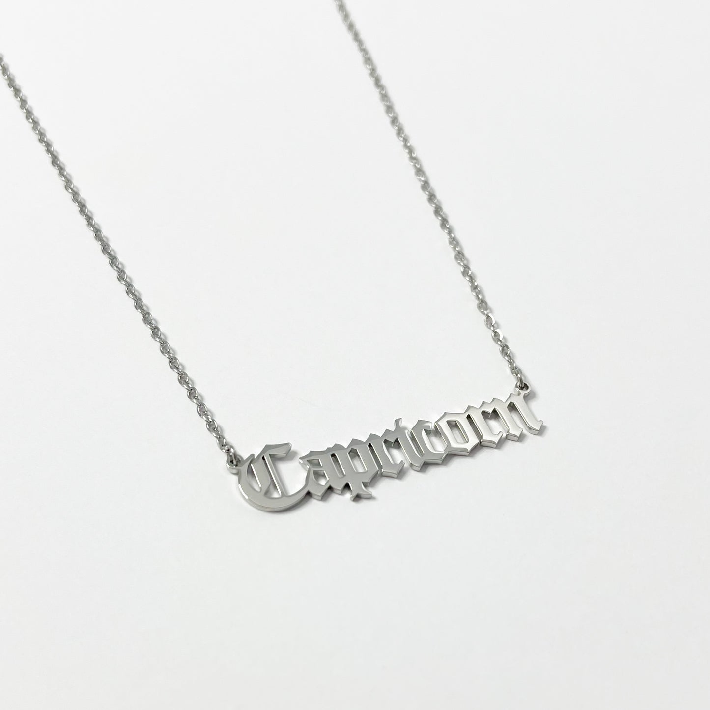 PERSONALISED SILVER OLD ENGLISH  ZODIAC NECKLACE - ROSOKI