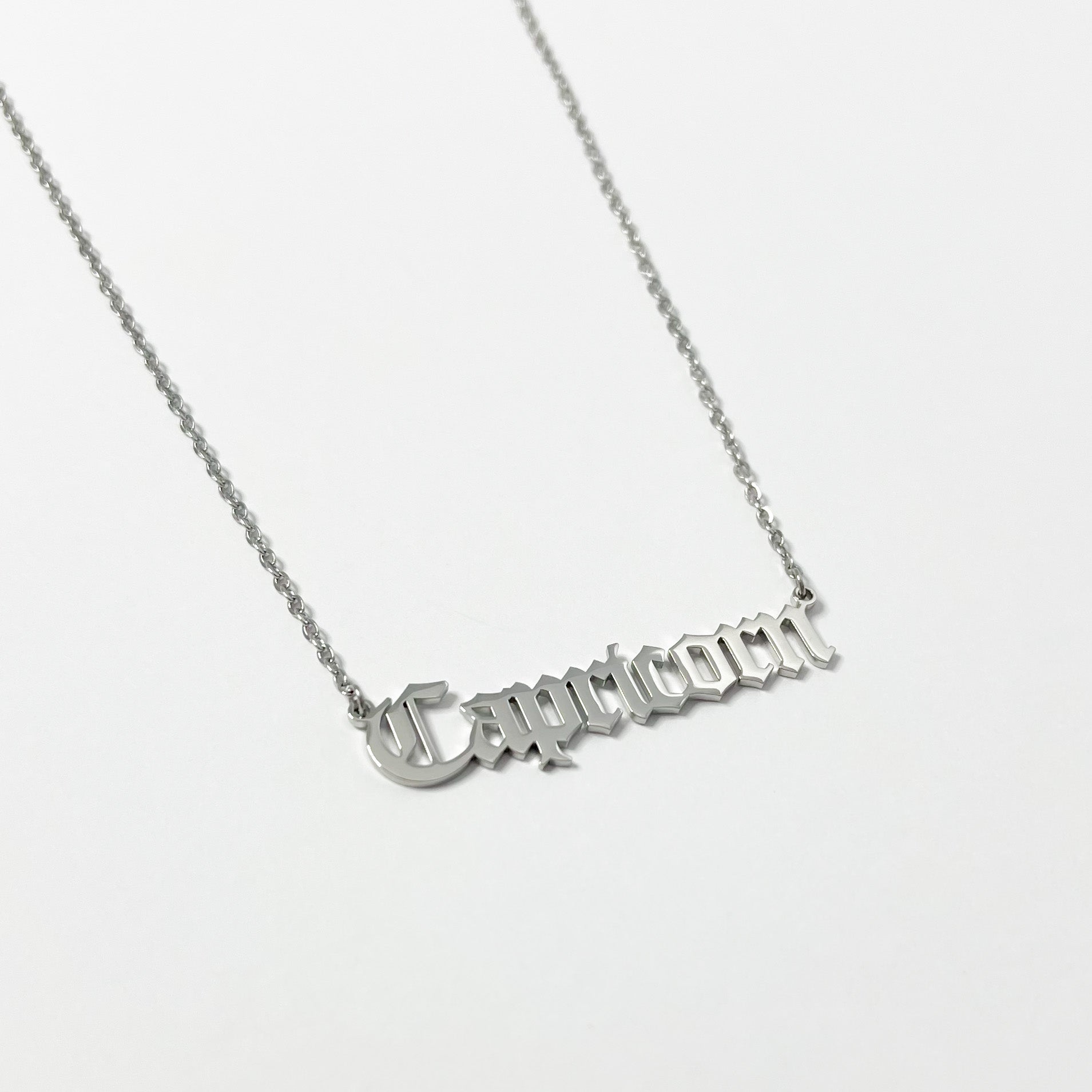 PERSONALISED SILVER OLD ENGLISH  ZODIAC NECKLACE - ROSOKI