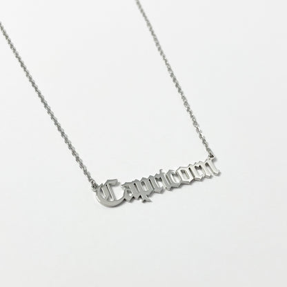 PERSONALISED SILVER OLD ENGLISH  ZODIAC NECKLACE - ROSOKI