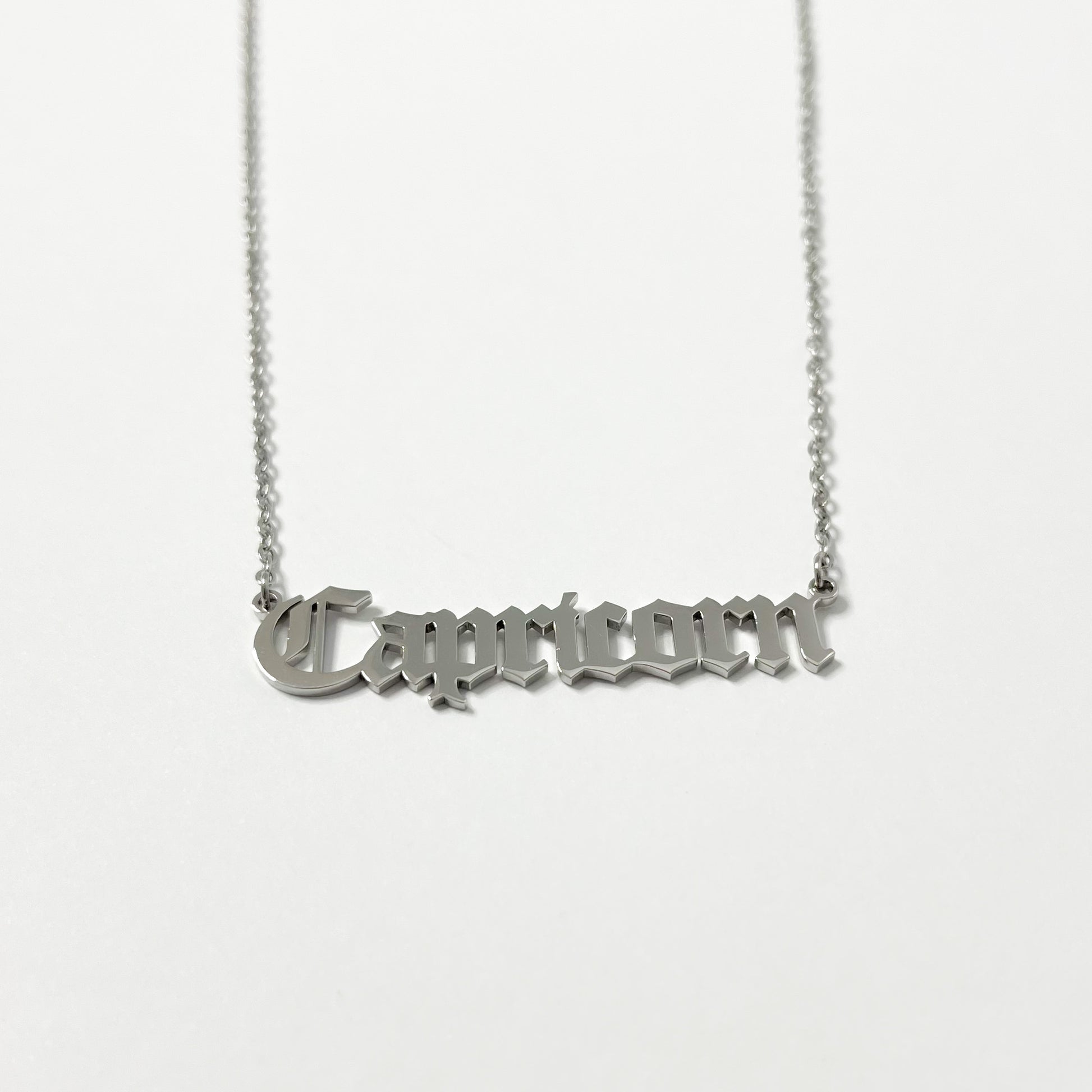PERSONALISED SILVER OLD ENGLISH  ZODIAC NECKLACE - ROSOKI