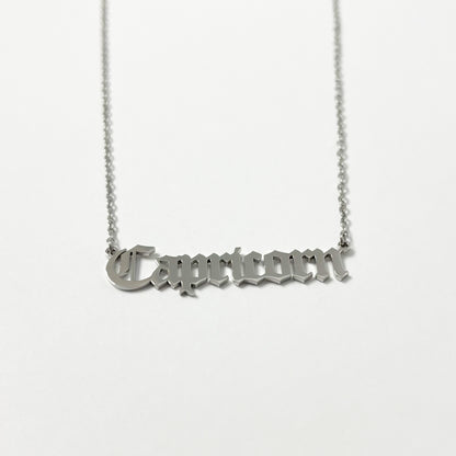 PERSONALISED SILVER OLD ENGLISH  ZODIAC NECKLACE - ROSOKI