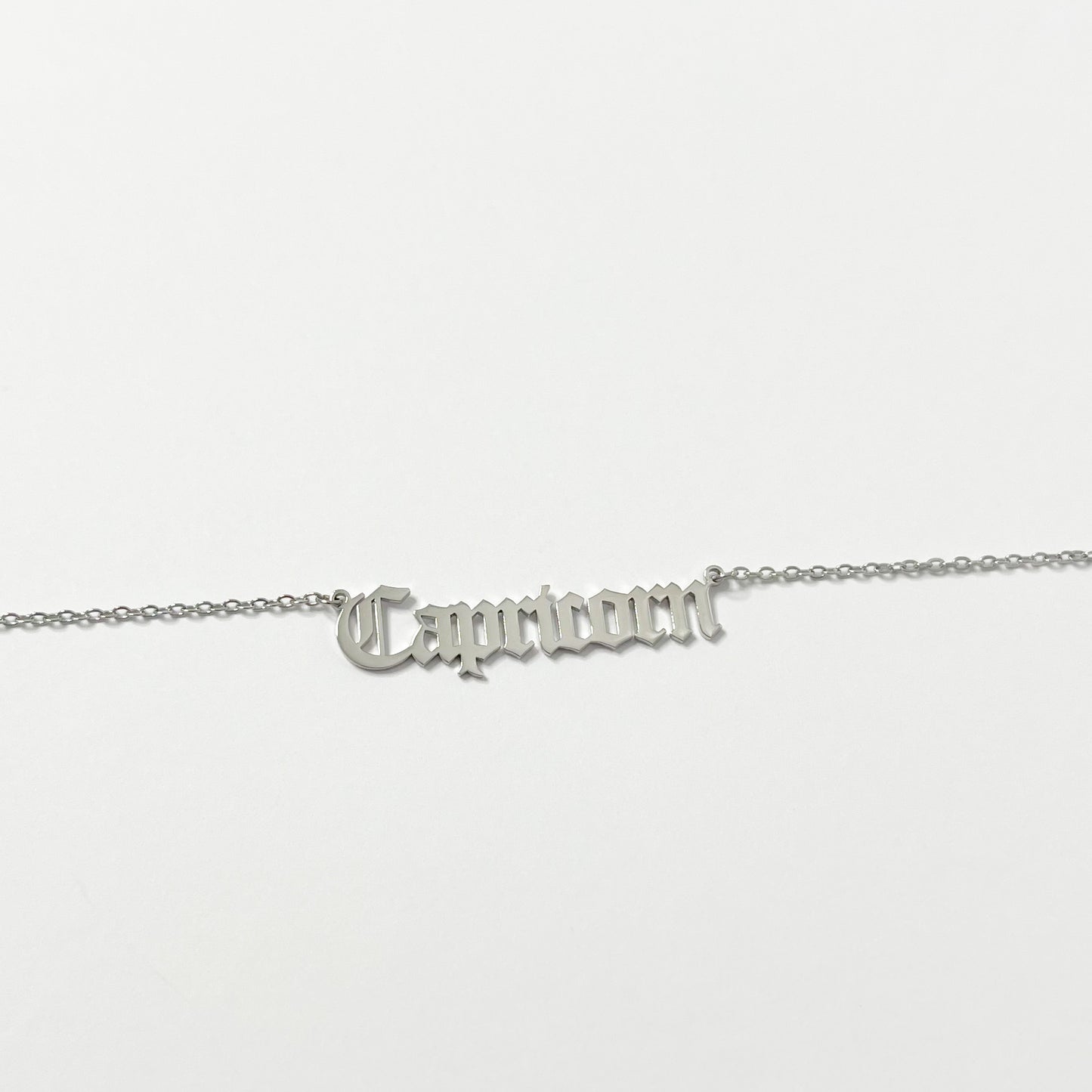 PERSONALISED SILVER OLD ENGLISH  ZODIAC NECKLACE - ROSOKI