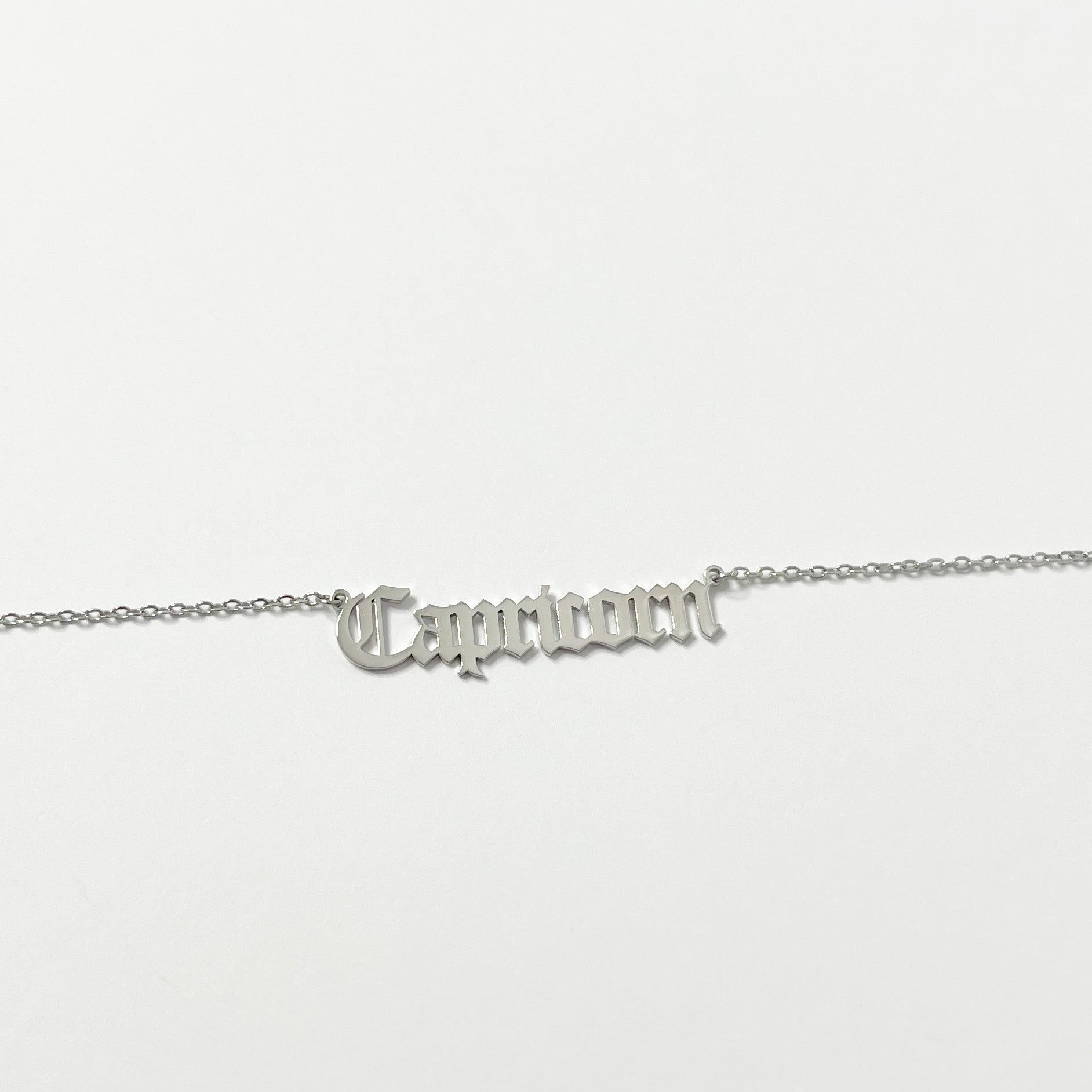 PERSONALISED SILVER OLD ENGLISH  ZODIAC NECKLACE - ROSOKI