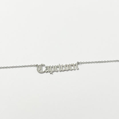 PERSONALISED SILVER OLD ENGLISH  ZODIAC NECKLACE - ROSOKI
