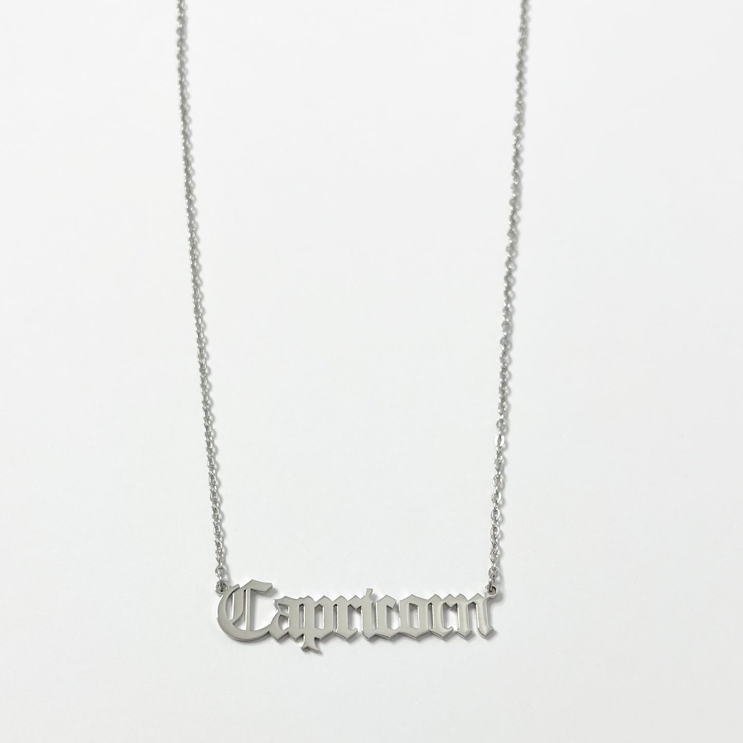 PERSONALISED SILVER OLD ENGLISH  ZODIAC NECKLACE - ROSOKI