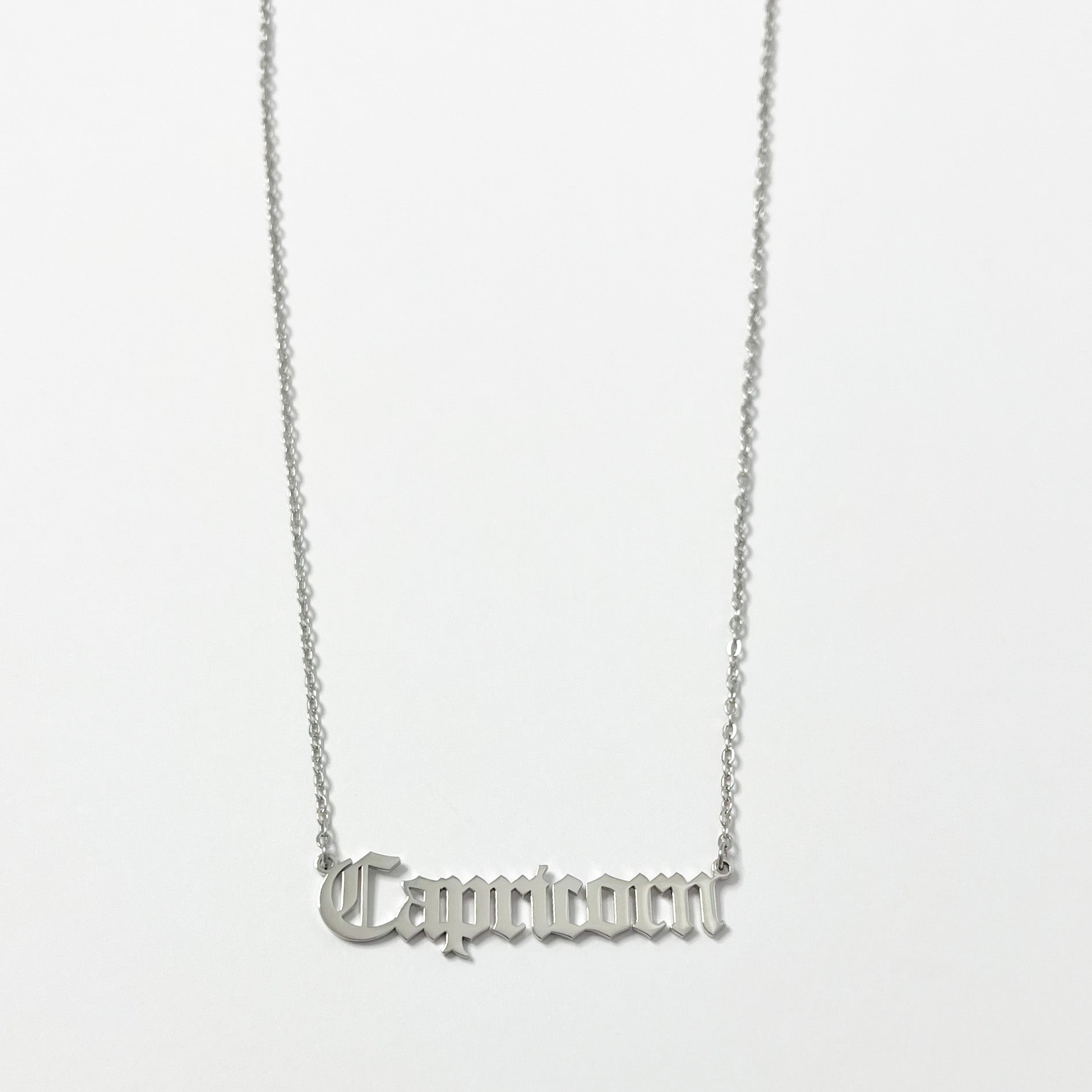 PERSONALISED SILVER OLD ENGLISH  ZODIAC NECKLACE - ROSOKI