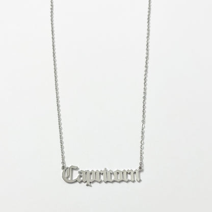 PERSONALISED SILVER OLD ENGLISH  ZODIAC NECKLACE - ROSOKI