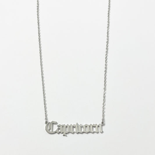 PERSONALISED SILVER OLD ENGLISH  ZODIAC NECKLACE - ROSOKI