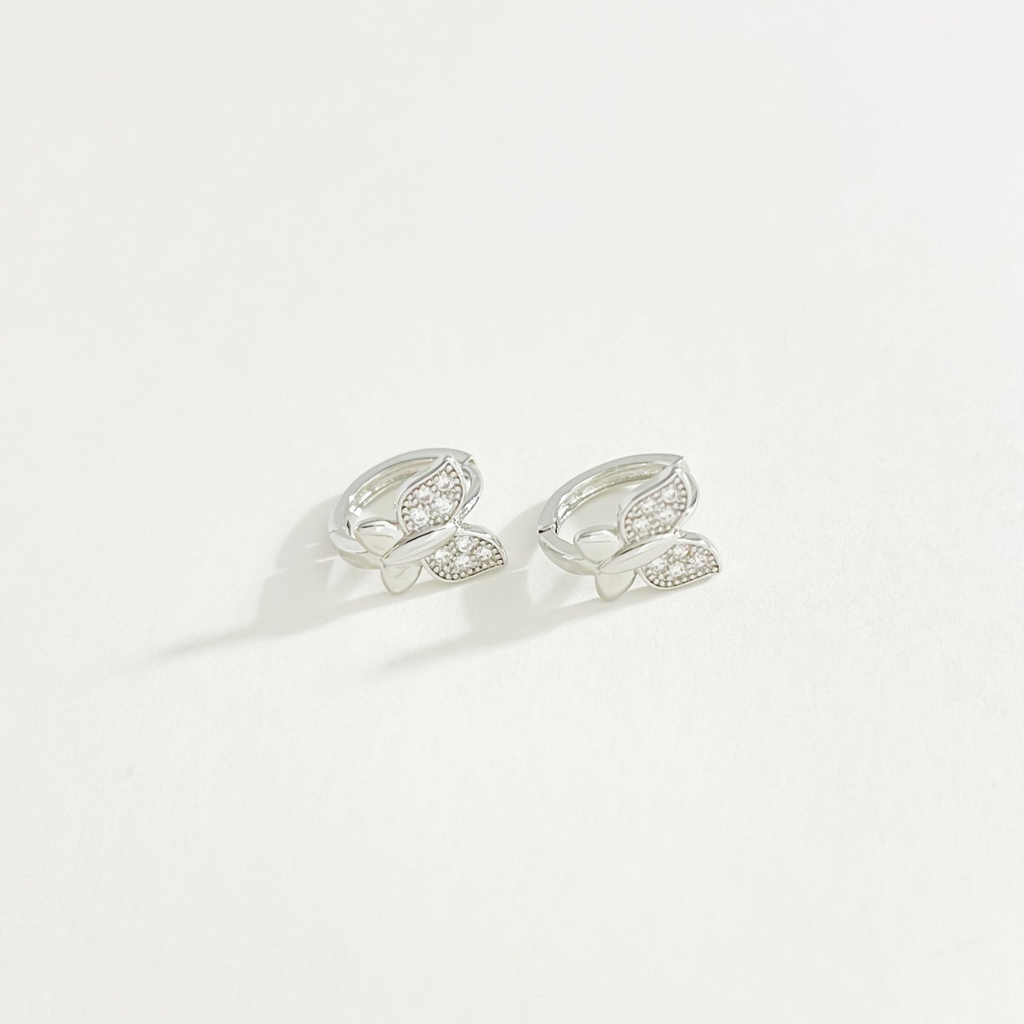 CUBIC ZIRCONIA BUTTERFLY HOOP EARRINGS